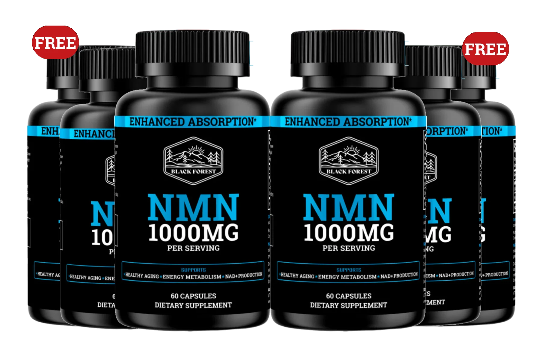 NMN Enhanced with BioPerine® for 3X (BUY 4 GET 2 FREE)