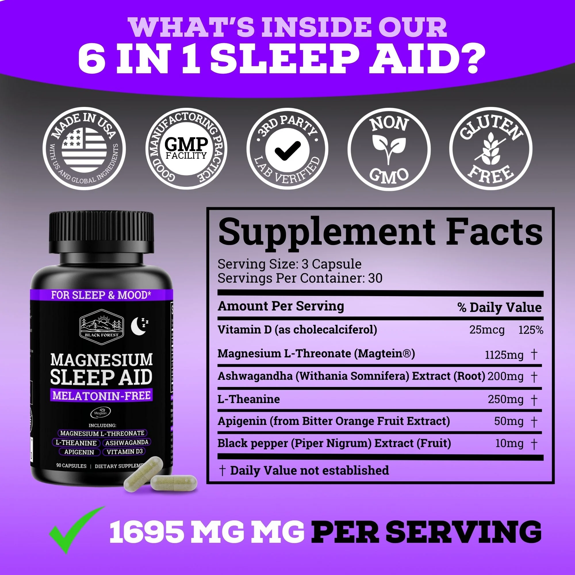 The Magnesium Sleep Aid 1695 MG | Melatonin-Free - Image 3
